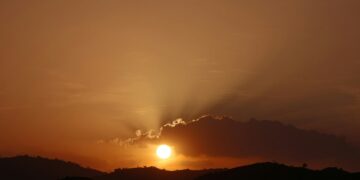 Sunny weather , evening sunshine , evening sunset with moody Sunny evening